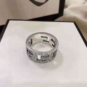 Ringos de banda S925 Silver Hollow Out Square Casal Ring Exclusive Design Jewel exclusivo Salew86m