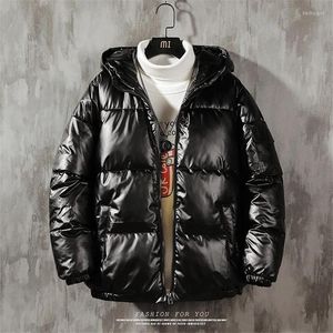 Masculino masculino parkas winter masculino colar de gola stand-up espessada jackets acolchoadas de superfície brilhante e casacos casuais casuais