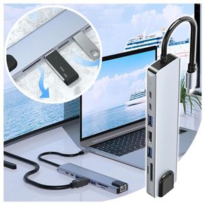 8-in-1 USB C Hub Docking Station Adapter With 4K 3 3.0 TF/SD Reader Ethernet For Computer Android OTG