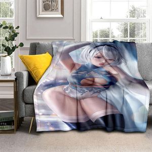 Blankets Anime Sexy Girl Soft Plush Sofa Bed Throwing Cartoon Picnic Modern Flannel Blanket Gedruckt Bettdecke Geschenk Gift