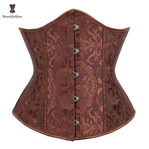 Midja mage shaper burlesque underbust korsett vit svart r￶d bl￥ rosa aprikosgr￶n brun gul blommig bustier bauques plus size corset 220921