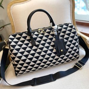 Symbole Embroidered Jacquard Fabric Travel Bags Designer Enameled Metal Tote Zipper Closure Metal Feet Luggage Pouch Women Men Shoulder Bag Wallets