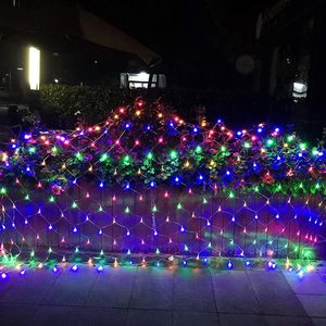 LEDフェアリーストリングネットメッシュカーテンライトクリスマス6x4m 10x8m 110V 220Vパーティーウェディング新年屋外庭の装飾