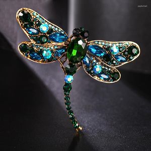 Broszki 2022 Shinny Crystal Rhinestone Dragonfly for Women Dress Scarf Brooch Pins Vintage Design Friend