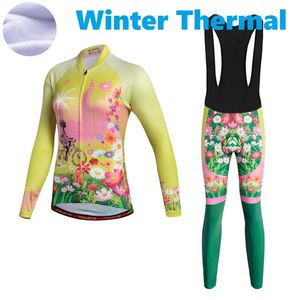 2023 Pro Women Flower Angel Winter Cycling Jersey Set Long Sleeve Mountain Bike Cycling Clothing Breattable Mtb Bicycle Clothes Wear Suit Suit B17