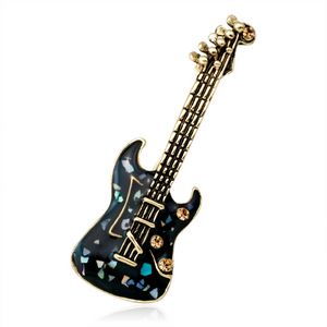 Hip Hop Electric Guitar Brosch Pins Musikinstrument Färgglada Shell Corsage Brosches för kvinnor Män modesmycken