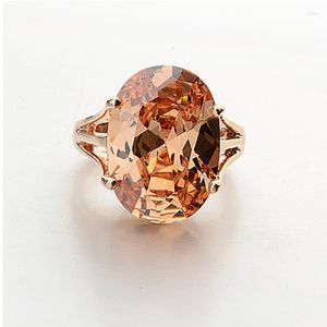 Cluster Rings Moonrocy Crystal CZ Rose Gold Color Cubic Zirconia Champagne Party Jewelry For Women Girls Gift Passiste