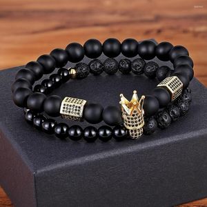 Charm Bracelets XQNI Box Com Joias Nice Packaging Matte Onyx Stone Lava Combination Cubic Zircon Acessórios Beads Bracelet For Men