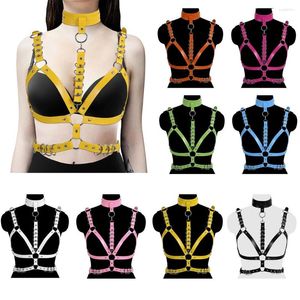 B￤lten punk l￤der sele rem b￤ltet gotisk dans rave b￤r sex kostymer bondage mode cosplay bh caged tight suspender