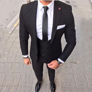 Garnitury męskie Slim Fit Black Men Groom Tuxedos Wedding for Groomsman Prom Party Blazer Business Street Cuit Costume Homme