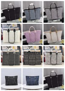 حقيبة تسوق فاخرة حمل الحقائب النسائية الجينز حقيبة يد عالية الجودة مصمم الأزياء مع سلسلة رفع
