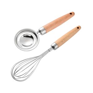 Egg White Filter With Wooden Handle Egg Mixer Set Baking Tool Eggs White Yolk Separator Beater Factory wholesale LX5123