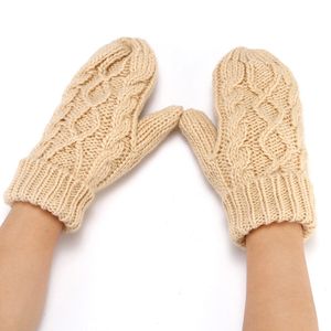 Gestrickte Handschuhe Damen Taschen Fingerhandschuhe Winterplüsch und dicker warmer Wollhals hängende einfarbige Fäustlinge