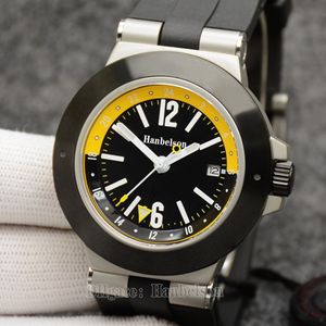 Мужские механические часы с автоматическим регулированием GMT, сапфировое стекло, спортивные, с автоподзаводом, желто-черный циферблат, наручные часы с резинкой, 44 мм