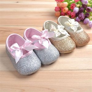 First Walkers Cute Baby Girl Princess Bowknot Anti-Clip Cotton Toddler Infant Born Presepe Shoes Dress Prewalker