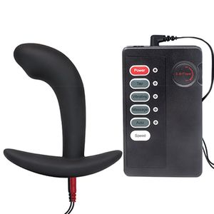 Beauty Items Silicone Anal Plug Electro sexy Men Prostate Massage Estim Power Box Electric Shock Butt Small Massager sexyy Toys