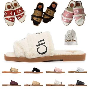 2022 Winter New Fur Sandals Slippers Womens Fashion Flat Wood Mule Fur Slippre Slides Office Home Casual Sandalies Sandels Ladies Big Size 9 10 Eur 41 42