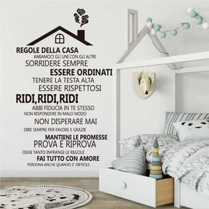 Wall Stickers Large Italian House Rules Decal Living Room Bedroom Live Laugh Love Family Quote Sticker Playroom Decor