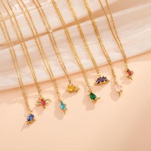 Pendant Necklaces 2022 Creative Cute Mini Dinosaur Necklace For Women Charm Gold Color Preserving Animal Jewelry Item Clavicle Chain