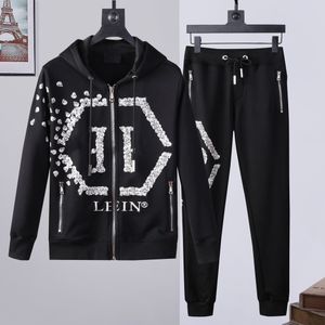 pleinxplein العلامة التجارية pp skull men tracksuit cotton 2 قطعة مقنعين سراويل سراويل sportswear plein هوديي الملابس ropa deportiva con capucha 885