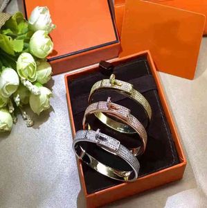 Bangle Buy Only Love Bracelet classic full Brilliant Diamonds 18K Rose Gold button for male and female lovers jewel