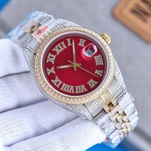 Diamond Watch Mens Автоматические механические часы Sapphire 41 мм с алмазными стальными браслетными браслетными часами Montre de Luxe Bling Dial Band