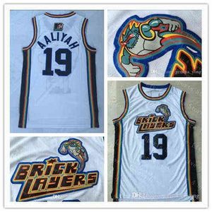 Wskt College Wears Fashion Men Embroidery 19 Aaliyah Bricklayers 1996 MTV Rock N Jock Movie Stitched Basketball Jerseys Size S-3XL White Sewn Fre
