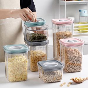 Storage Bottles Set Of 6 Plastic Kitchen Air Tight Dry Food Container Refrigerator Organizer Fridge Items Coffee Cereals Nuts Bean Boxes