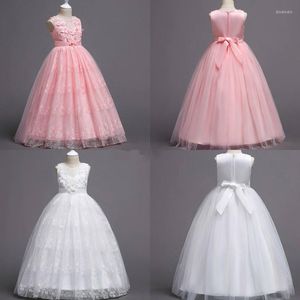 Sukienki dla dziewczynek długie kwiat eleganckie koronkowe dziewczyny na wesela O-Neck konkurs vestidos de noches para ninas