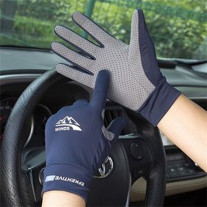 Five Fingers Gloves Ice Silk Light Gloves Summer Thin Men Sports Cycling Running Fitness Driving Outdoors Fishing Women NonSlip Touchscreen Gloves 220921