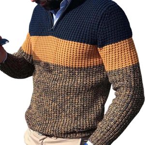 Мужские свитеры плюс размеры мужчины вязаные осенние зимние пулопер -пулопер -пуловые перемешители с длинным рукавом v nece color block уличная одежда 220921