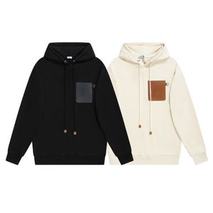 Women's Designer Hoodies High Quality Leather Brand Fake Pocket Couple Pullovers