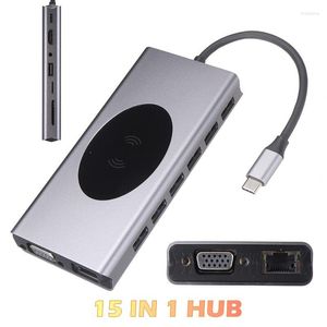 Portabel 15-i-1 Type-C-bärbar datorstation Adapter Hög Speed ​​USB 3.0 5Gbps -kompatibel VGA PD-nav