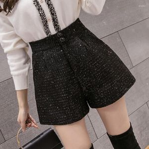 Women's Shorts Women's Tweed Women High Waist Irregular Wide Leg Office Lady Winter Korean Thicken Woolen