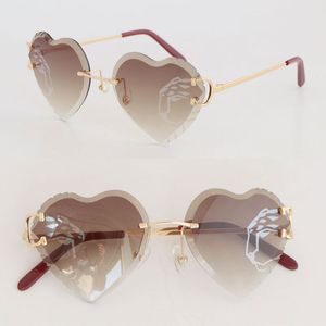 New Designer print Lens Sunglasses Women Frame Abnormal trend Rimless Luxury Diamond Cut Men Design glasses Outdoors Mirrored Summer Outdoor Traveling