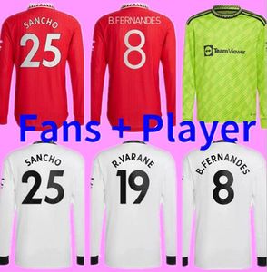 SANCHO 22 23 soccer jerseys Antony Martinez RASHFORD Casemiro Eriksen 2022 2023 football shirt fans Player version B. FERNANDES MANCHESTERS Long Sleeve