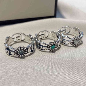 Band Rings S925 Silver small daisy Turquoise Ring personalized couple pair of ring elegant style Exclusive salePVYD