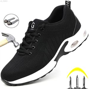 Güvenlik ayakkabıları kadın çelik ayak kapağı iş erkekleri konfor spor ayakkabıları delinmeye dayanıklı güvenlik ayakkabısı l220921
