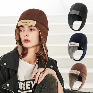 Berets 2022 Unisex Korean Style Ski Ski с наушниками зимние теплые полярные флисовые женщины Мужчины бомбардировщики