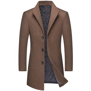Herrjackor Autumn Winter Casual Boutique Long Wool Coat Male Solid Color Lapel Single Breasted Trench Blends Jacket Windbreaker 220920
