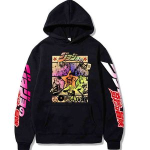 Herr hoodies 2022 Harajuku jojos bisarra äventyr unisex hoodies japanska anime jojo tryckt herr hoodie streetwear casual