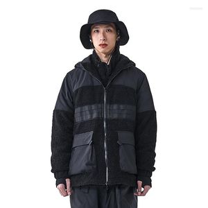 Jaquetas masculinos jaqueta de lã de viagem pupila com bolsos dianteiros Techwear roupas de rua harajuku estilo de rua japonês