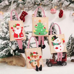 Present Wrap Santa Bag Candy Snowflake Crisp Drawstring God juldekorationer för hemårspresenter