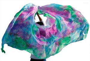 Sahne Giyim Özelleştirilmiş Gerçek Ipek Oryantal Dans Peçe El Boyalı Doğal Oryantal Dans Aksesuarları Degrade Renk 5 Boyutları