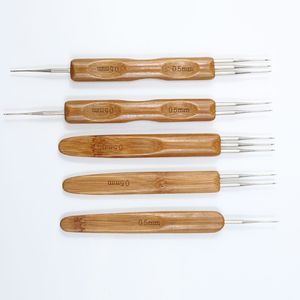 Wig Hook Needles Single 2 3 Head Bamboo Handle Crochet Metal Toe Cap Double Head Hair Extension Wool Wood Lace Needle