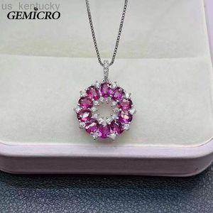 Pendant Necklaces Gemicro Natural Magnesia Aluminum Garnet Necklace Pendant with Stone of 3X4mm and 925 Sterling Silver as Women Jewelry Wear Gift L220921