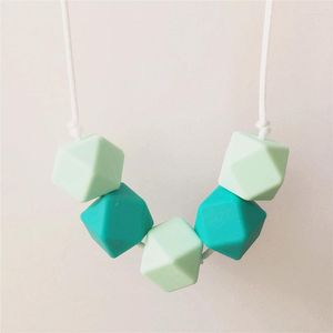 Schnuller 5 teile/los BPA FREI Food Grade DIY Silikon Baby Sicher Zahnen Halskette Hexagon Perlen Beißring für Mama, um als Weihnachtsgeschenk zu tragen