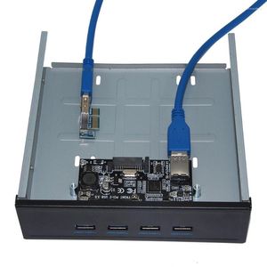 Высокоскоростной PCIe PCI-E Express до 4 портов USB 3.0 Hub 5 Гбит / с 5,25-дюймовой передней панели с для PC Desktop