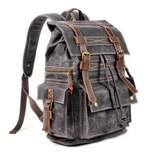 Backpack Style Men S and Women S Beeswax Tela da viaggio per computer da viaggio per alpinismo pazzo in pelle 220920 220920