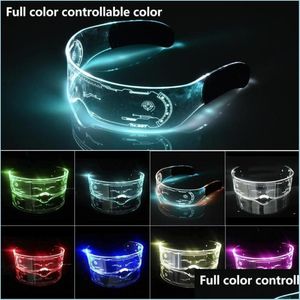 Decoração de festa Cool LED LED LIGHT UP OYEGLASSES VISTO FUTURISTO VISTOS 7 CORES CORES OPERAÇÕES DE BATERIAÇÃO OPENHOS DE MATHÃO PARA O FESTIVAL DROP D DHRBX